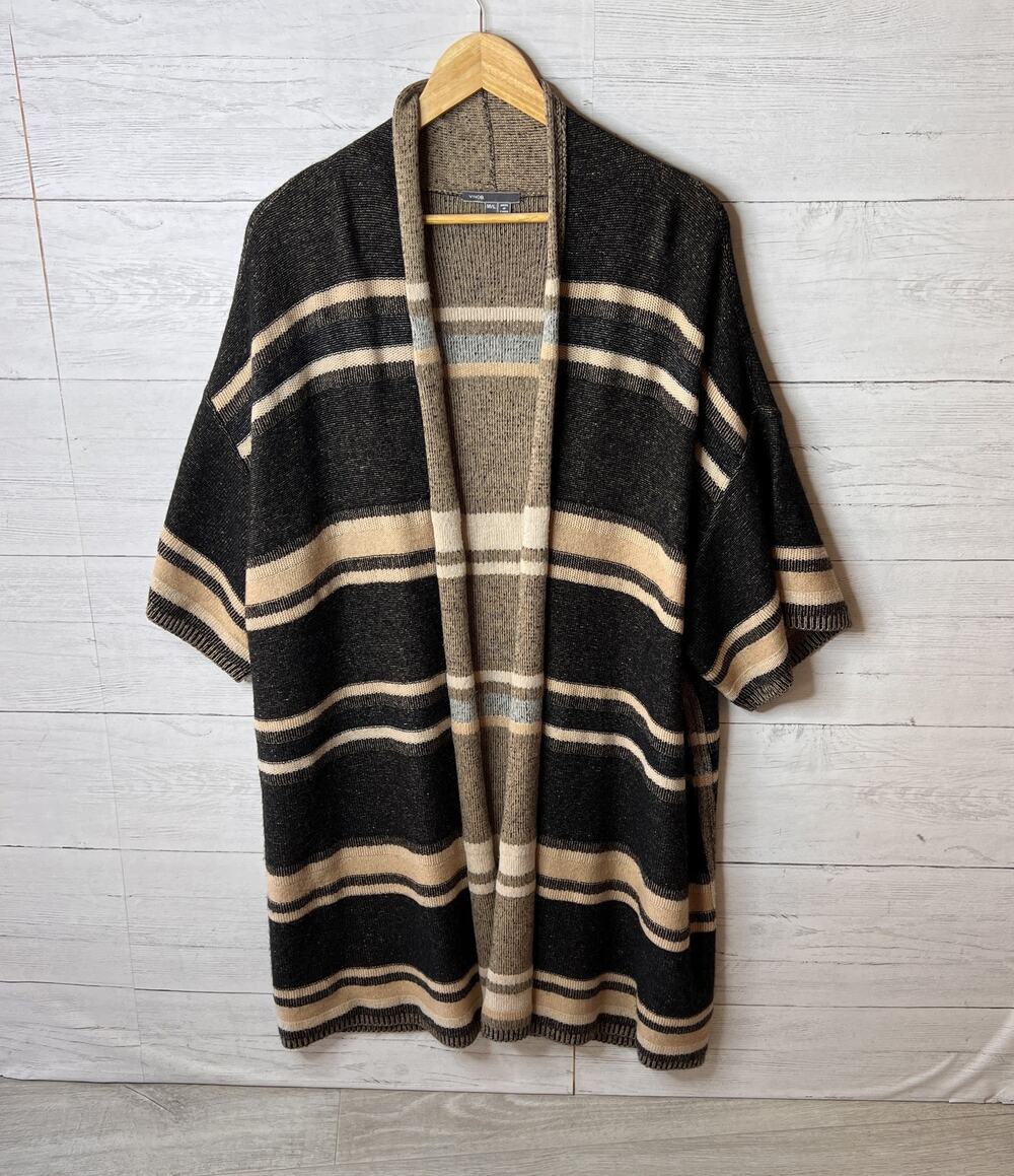 Vince Cardigan Womens Size M/L Black & Tan Wool & Cashmere Short Sleeve Open